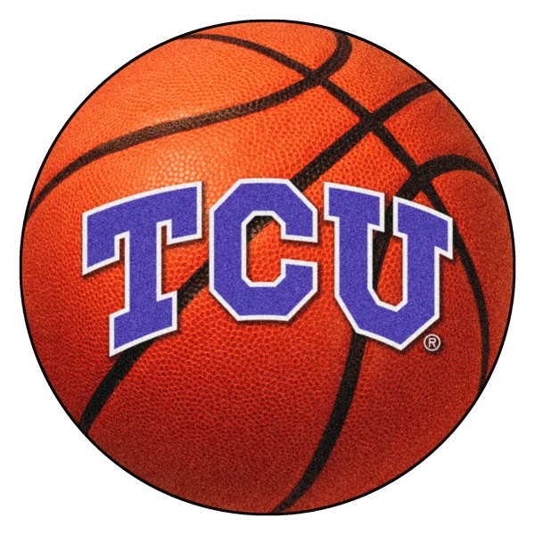 FanMats® - Texas Christian University 27" Dia Nylon Face Basketball Ball Floor Mat with "TCU" Logo