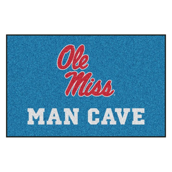 FanMats® - University of Mississippi (Ole Miss) 19" x 30" Nylon Face Man Cave Starter Mat with Alternate Light Blue "Ole Miss" Script Logo