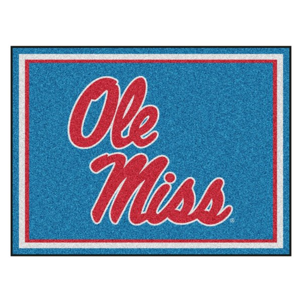 FanMats® - University of Mississippi (Ole Miss) 96" x 120" Light Blue Nylon Face Ultra Plush Floor Rug with "Ole Miss" Script Logo