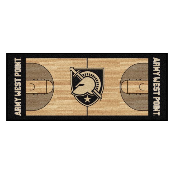 FanMats® - U.S. Military Academy 30" x 72" Nylon Face Basketball Court Runner Mat with "Shield with Armour" Logo and Wordmark