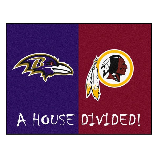 FanMats® - Ravens/Redskins 33.75" x 42.5" Nylon Face House Divided Floor Mat