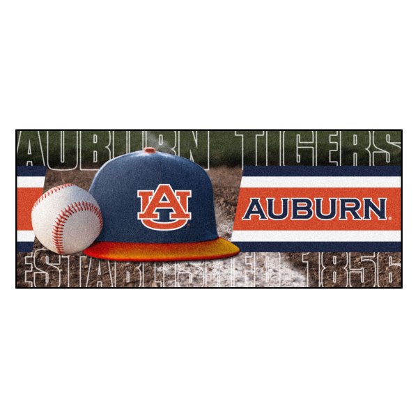 FanMats® - Auburn University 30" x 72" Nylon Face Baseball Runner Mat with "AU" Logo