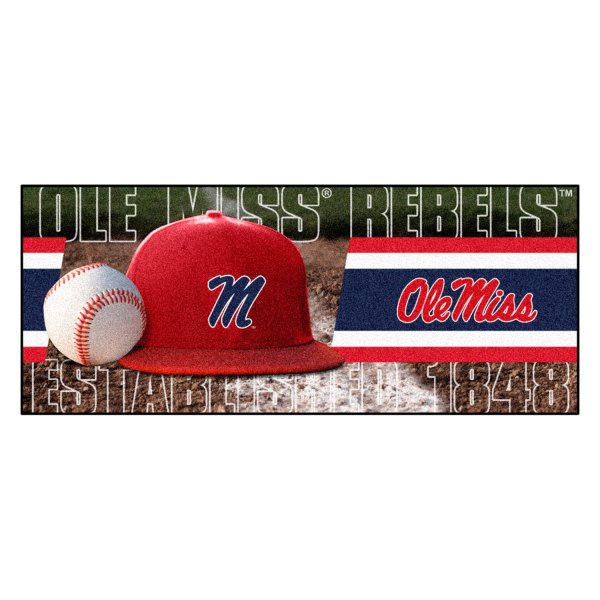 FanMats® - University of Mississippi (Ole Miss) 30" x 72" Nylon Face Baseball Runner Mat with "Ole Miss" logo