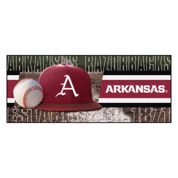 FanMats® - University of Arkansas 30" x 72" Nylon Face Baseball Runner Mat with "Razorback" Logo