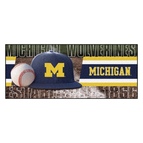 FanMats® - University of Michigan 30" x 72" Nylon Face Baseball Runner Mat with "Block M" Logo