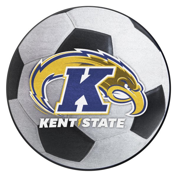 FanMats® - Kent State University 27" Dia Nylon Face Soccer Ball Floor Mat with "K & Golden Eagle" Logo