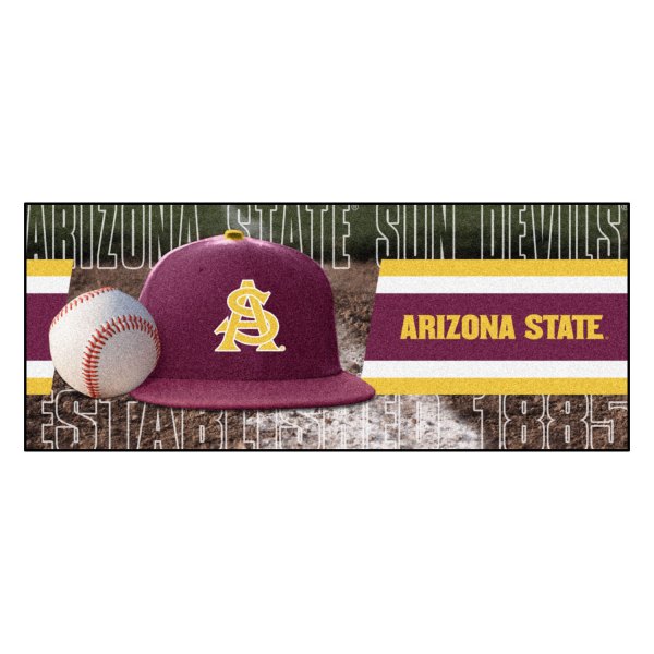 FanMats® - Arizona State University 30" x 72" Nylon Face Baseball Runner Mat with "Sparky" Logo