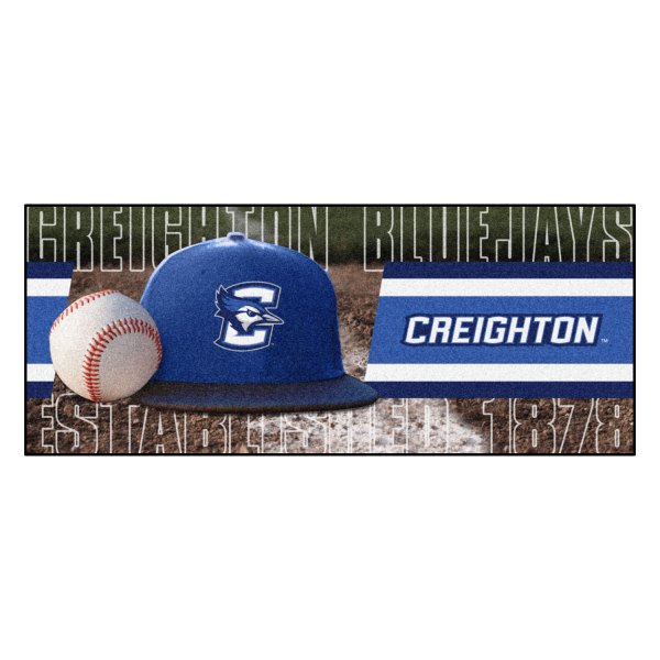 FanMats® - Creighton University 30" x 72" Nylon Face Baseball Runner Mat with "C & Blue Jay" Logo