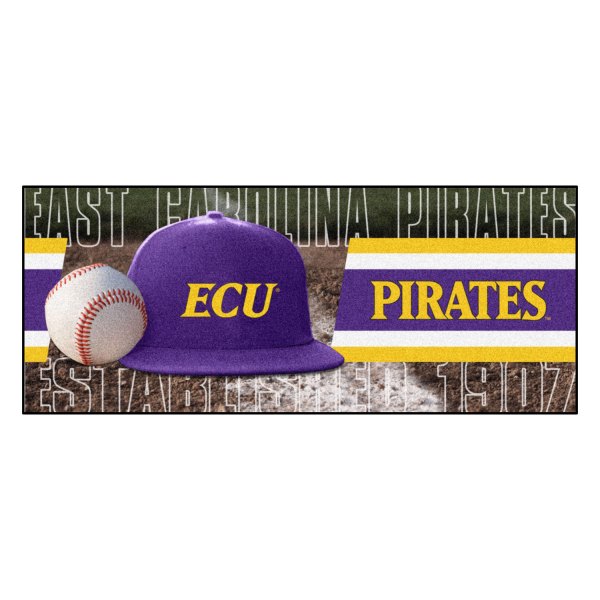 FanMats® - East Carolina University 30" x 72" Nylon Face Baseball Runner Mat with "Pirate Skull" Logo