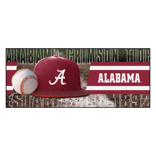 FanMats® - University of Alabama 30" x 72" Nylon Face Baseball Runner Mat with "Script A" Logo