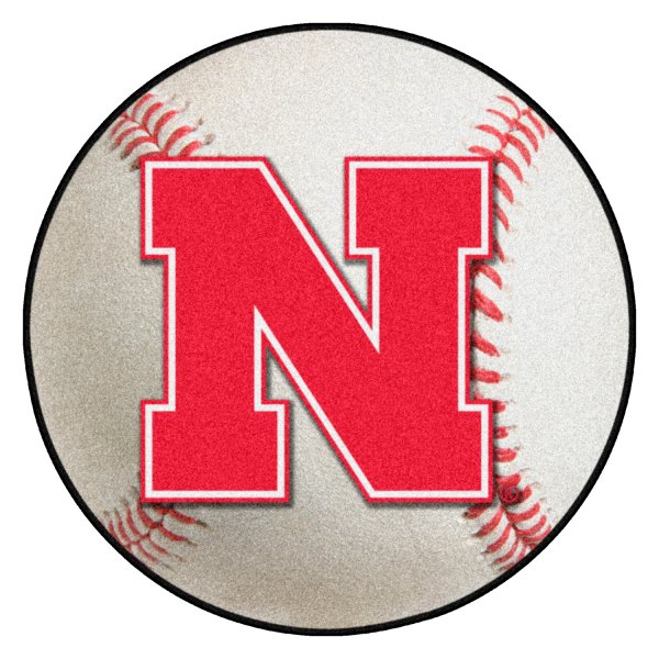 FanMats® - University of Nebraska 27" Dia Nylon Face Baseball Ball Floor Mat with "Block N" Logo