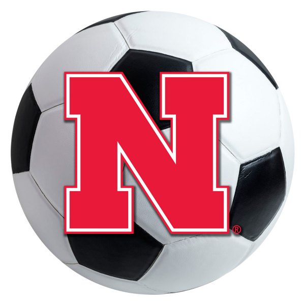 FanMats® - University of Nebraska 27" Dia Nylon Face Soccer Ball Floor Mat with "Block N" Logo