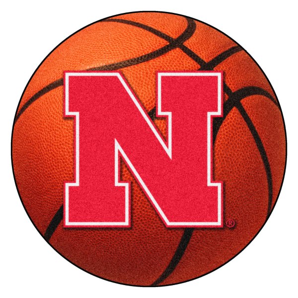 FanMats® - University of Nebraska 27" Dia Nylon Face Basketball Ball Floor Mat with "Block N" Logo