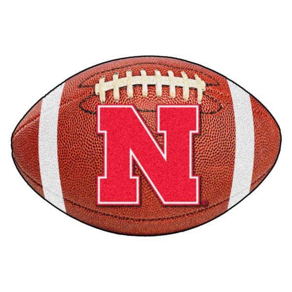 FanMats® - University of Nebraska 20.5" x 32.5" Nylon Face Football Ball Floor Mat with "Block N" Logo