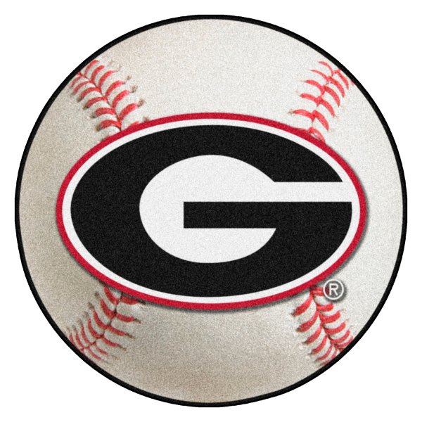 FanMats® - University of Georgia 27" Dia Nylon Face Baseball Ball Floor Mat "G in Red Cyrcle" Logo
