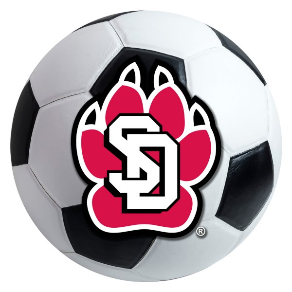 FanMats® - University of South Dakota 27" Dia Nylon Face Soccer Ball Floor Mat with "Coyote Paw Print& SD" Logo