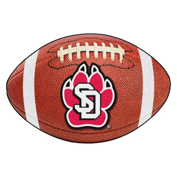 FanMats® - University of South Dakota 20.5" x 32.5" Nylon Face Football Ball Floor Mat with "Coyote Paw Print& SD" Logo