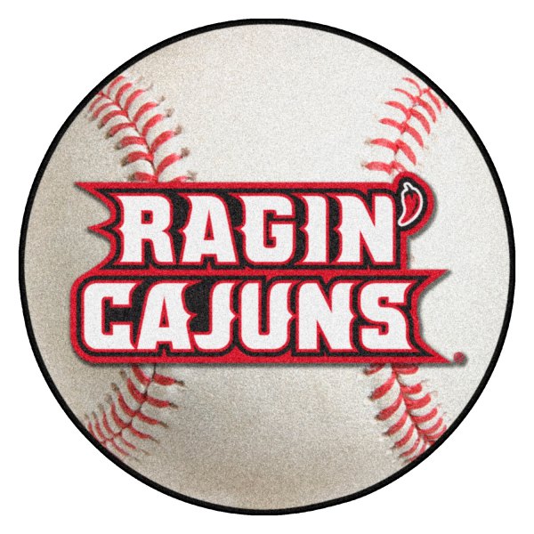 FanMats® - University of Louisiana-Lafayette 27" Dia Nylon Face Baseball Ball Floor Mat with "Ragin Cajuns" Wordmark