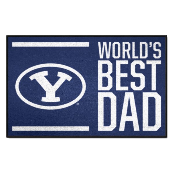 FanMats® - "World's Best Dad" Brigham Young University 19" x 30" Nylon Face Starter Mat with "Stretch Y" Primary Logo