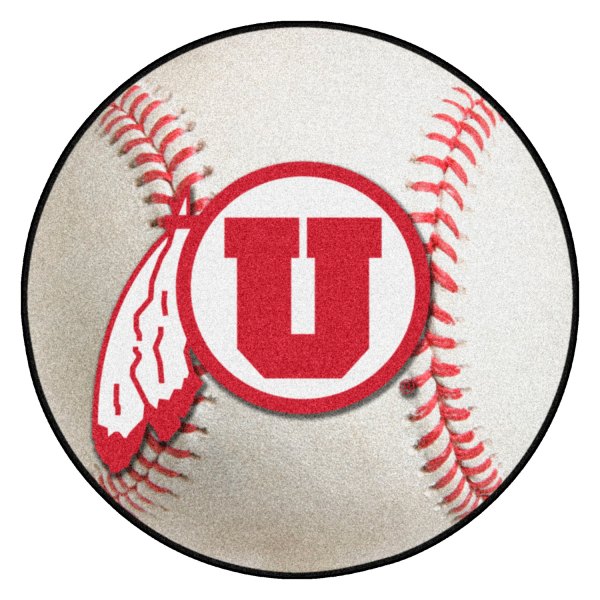 FanMats® - University of Utah 27" Dia Nylon Face Baseball Ball Floor Mat with "Circle U & Feathers" Logo
