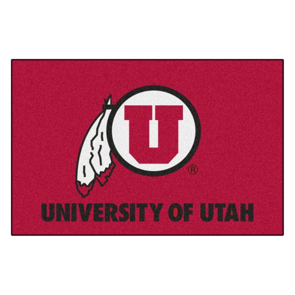 FanMats® - University of Utah 19" x 30" Nylon Face Starter Mat with "Circle U & Feathers" Logo & Wordmark