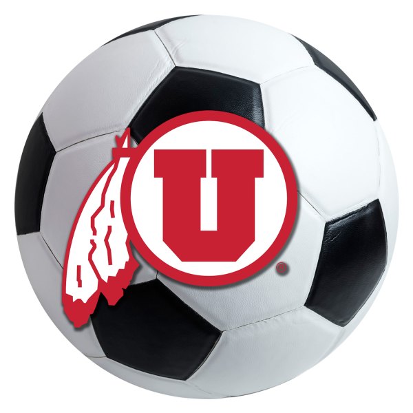 FanMats® - University of Utah 27" Dia Nylon Face Soccer Ball Floor Mat with "Circle U & Feathers" Logo