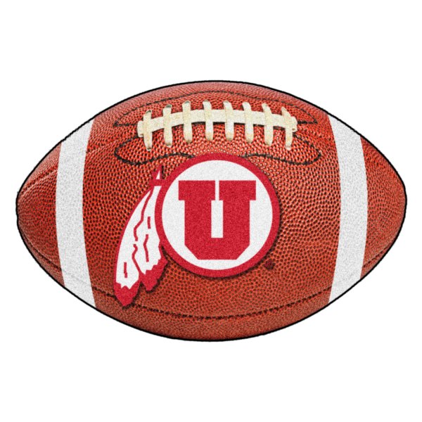 FanMats® - University of Utah 20.5" x 32.5" Nylon Face Football Ball Floor Mat with "Circle U & Feathers" Logo