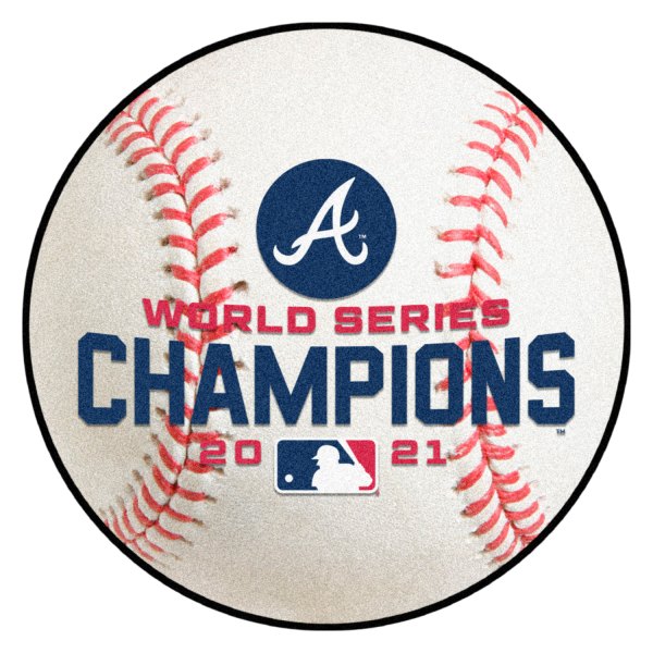 FanMats® - Atlanta Braves 2021 World Series Champions 27" Dia Nylon Face Baseball Ball Floor Mat