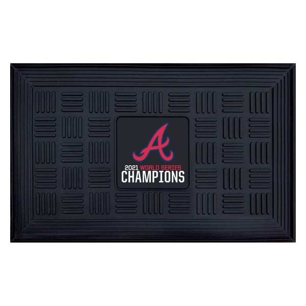 FanMats® - Atlanta Braves 19.5" x 31.25" Ridged Vinyl Door Mat with "2021 World Series Champions" Logo