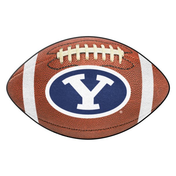 FanMats® - Brigham Young University 20.5" x 32.5" Nylon Face Football Ball Floor Mat with "Oval Y" Logo