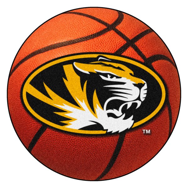 FanMats® - University of Missouri 27" Dia Nylon Face Basketball Ball Floor Mat with "Oval Tiger" Logo