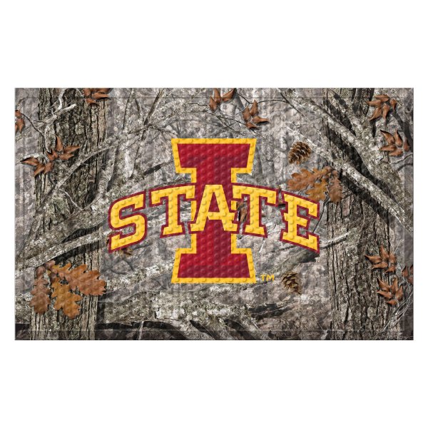 FanMats® - Iowa State University 30"L x 19"W Camo Rubber Scraper Door Mat with I STATE Primary Logo