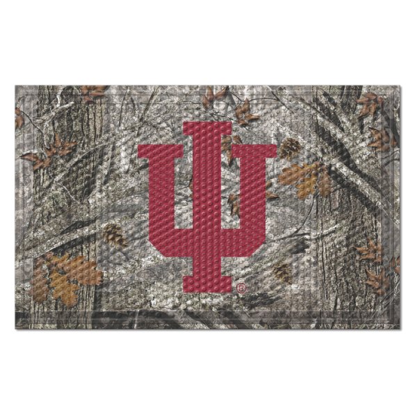 FanMats® - Indiana University 30"L x 19"W Camo Rubber Scraper Door Mat with IU Trident Primary Logo