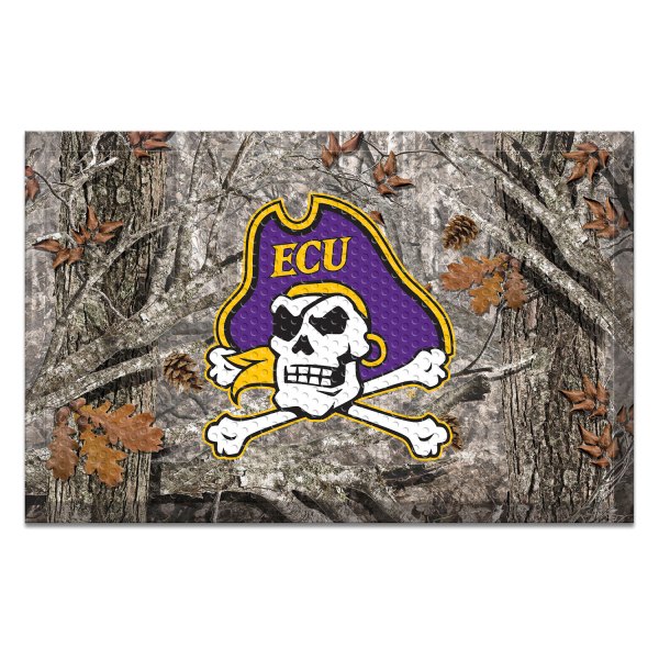 FanMats® - East Carolina University 30"L x 19"W Camo Rubber Scraper Door Mat with Pirate Primary Logo