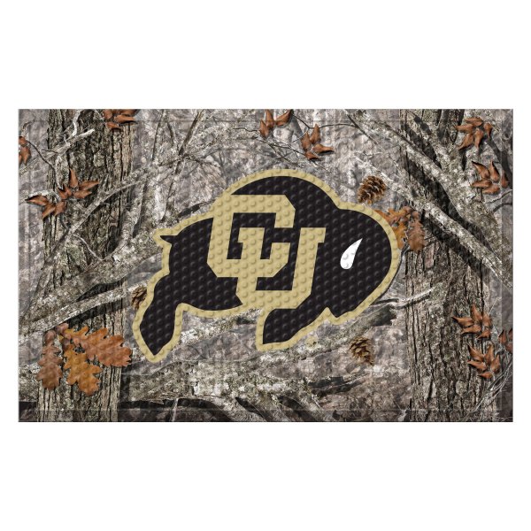 FanMats® - University of Colorado 30"L x 19"W Camo Rubber Scraper Door Mat with CU Buffalo Primary Logo