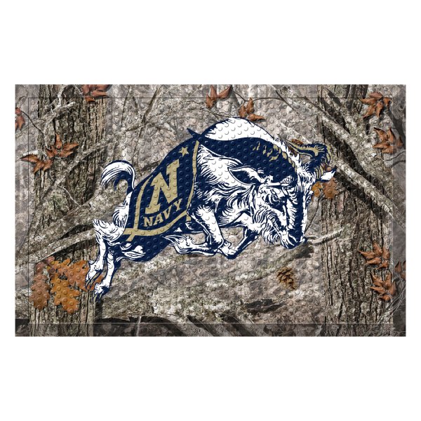 FanMats® - U.S. Naval Academy 30"L x 19"W Camo Rubber Scraper Door Mat with Bill the Goat Alternate Logo