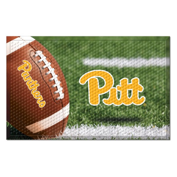 FanMats® - University of Pittsburgh 30"L x 19"W Photo Rubber Scraper Door Mat with Script Pitt Logo
