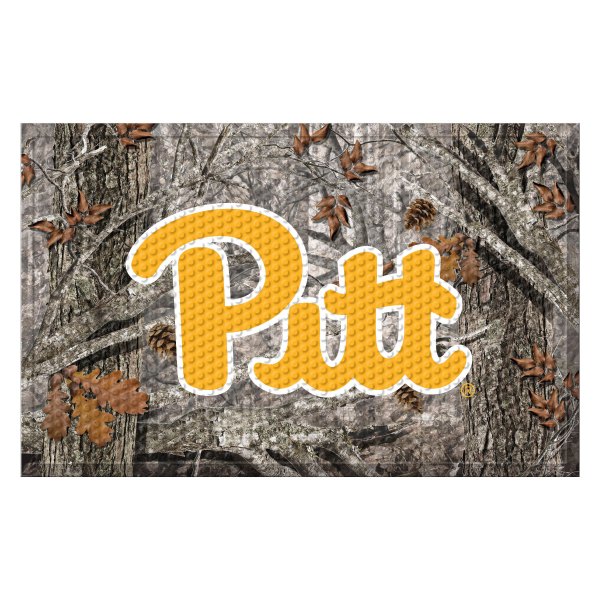 FanMats® - University of Pittsburgh 30"L x 19"W Camo Rubber Scraper Door Mat with Script 'Pitt' Logo