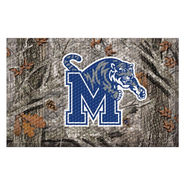 FanMats® - University of Memphis 30"L x 19"W Camo Rubber Scraper Door Mat with M Tiger Primary Logo