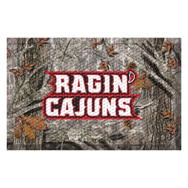 FanMats® - University of Louisiana-Lafayette 30"L x 19"W Camo Rubber Scraper Door Mat with Ragin' Cajuns Wordmark