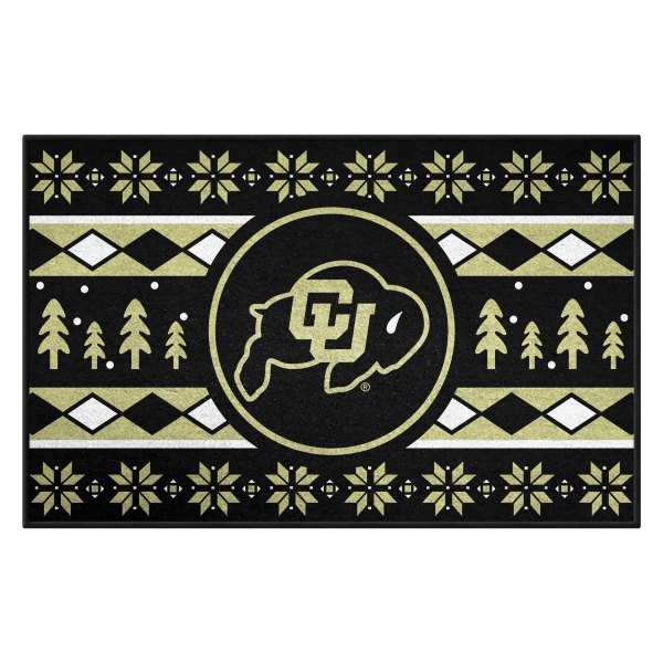 FanMats® - University of Colorado 30"L x 19"W Holiday Sweater Nylon Starter Mat with CU Buffalo Primary Logo & Holiday Sweater Art