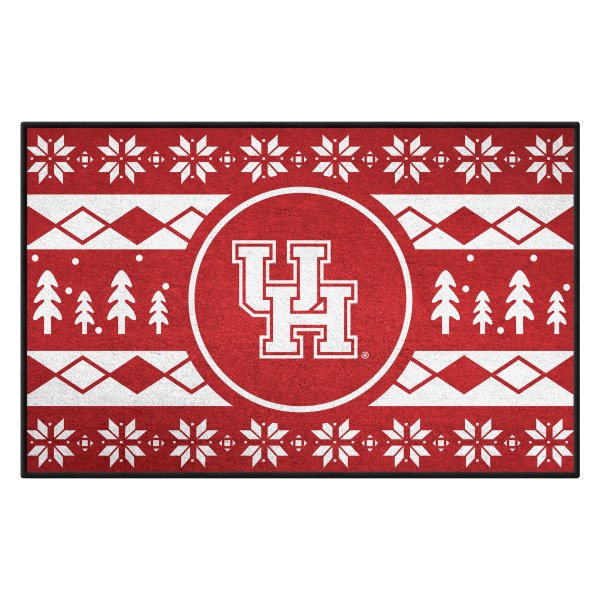 FanMats® - University of Houston 30"L x 19"W Holiday Sweater Nylon Starter Mat with Interlocking UH Primary Logo & Holiday Sweater Art