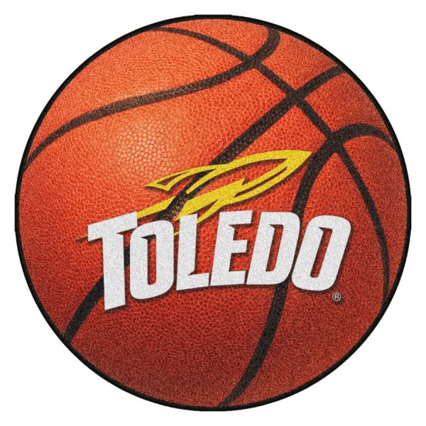 FanMats® - University of Toledo 27" Dia Nylon Face Basketball Ball Floor Mat with "Rocket & Toledo" Logo