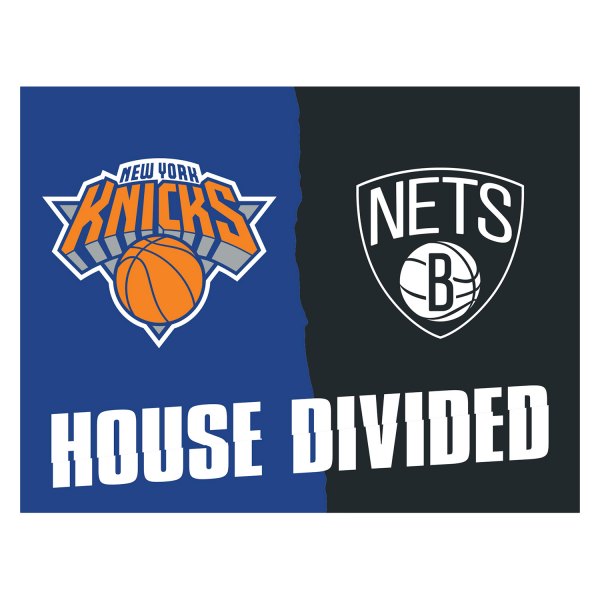 FanMats® - New York Knicks/Brooklyn Nets 34" x 42.5" Nylon Face House Divided Floor Mat
