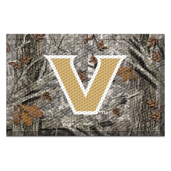 FanMats® - Vanderbilt University 30"L x 19"W Camo Rubber Scraper Door Mat with V Primary Logo