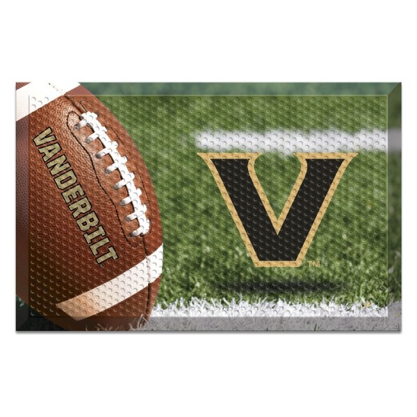 FanMats® - Vanderbilt University 30"L x 19"W Photo Rubber Scraper Door Mat with V Primary Logo