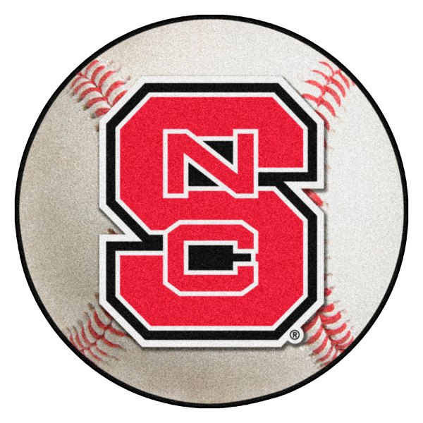FanMats® - North Carolina State University 27" Dia Nylon Face Baseball Ball Floor Mat with "NCS" Primary Logo