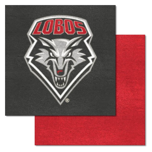 FanMats® - University of New Mexico 18"L x 18"W Nylon Carpet Tiles Wolf Head & LOBOS Logo