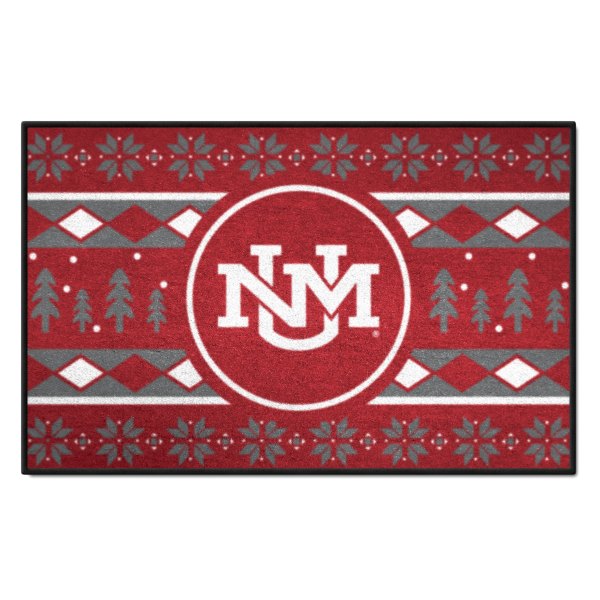 FanMats® - University of New Mexico 30"L x 19"W Holiday Sweater Nylon Starter Mat with Interlocking UNM Logo & Holiday Sweater Art