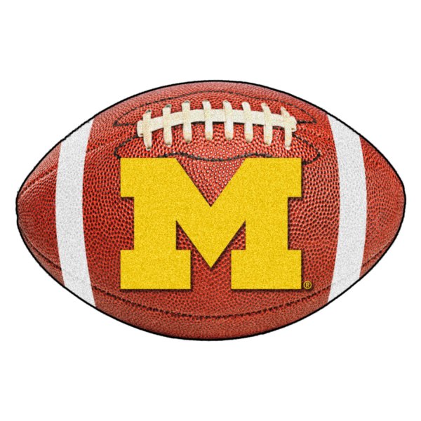 FanMats® - University of Michigan 20.5" x 32.5" Nylon Face Football Ball Floor Mat with "Block M" Logo